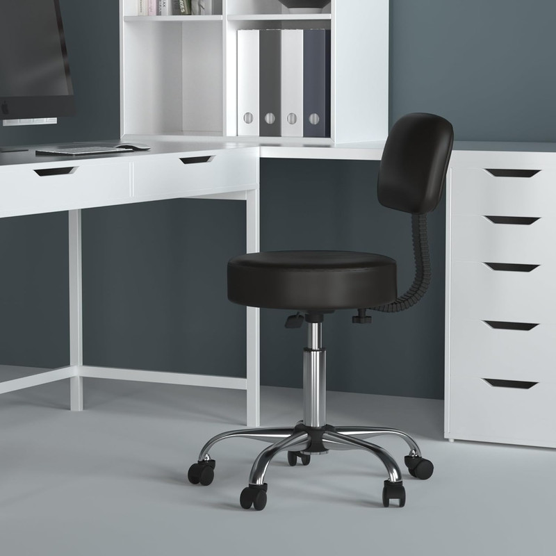 Ergonomic Black Vinyl Spa Stool with Back for Comfort and Support gallery