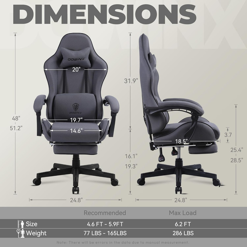 Dowinx Gaming Chair Fabric with Pocket Spring Cushion, Massage Game Chair Cloth gallery