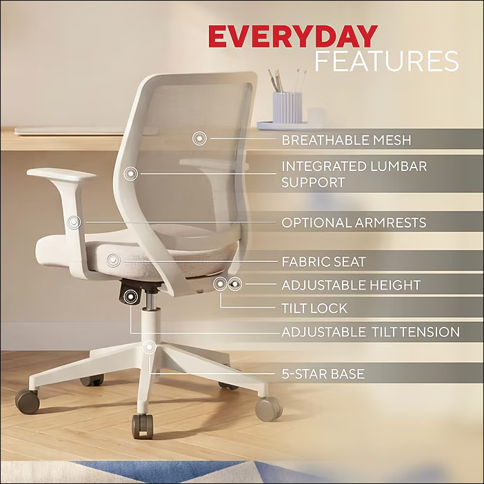 Staples Essentials Ergonomic Fabric Swivel Task Chair Gray Adjustable Office gallery