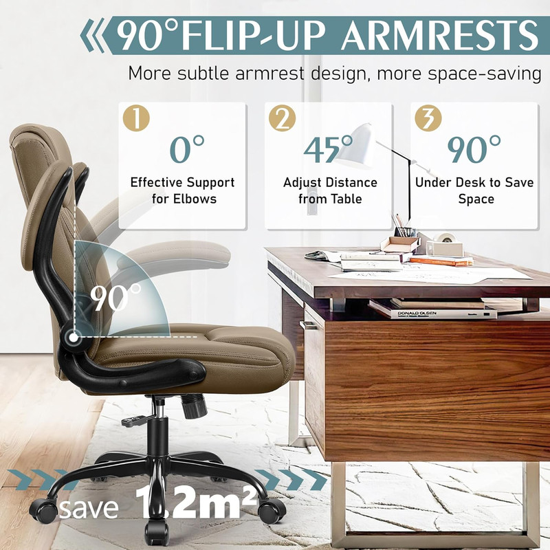 Leather Office Chair, PU Home Computer Desk Chairs with Ergonomic Back Support, gallery