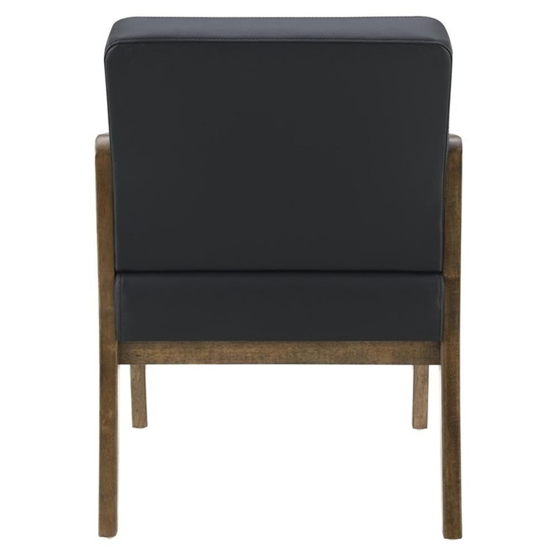 Scranton & Co Black Faux Leather Visitor Chair with Park City Wood Finish gallery