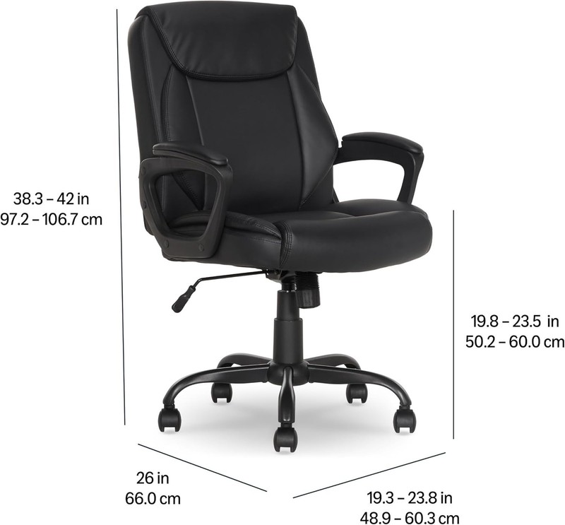 Classic Puresoft PU Padded Mid-Back Office Desk Chair with Armrest, Easy Asse... gallery