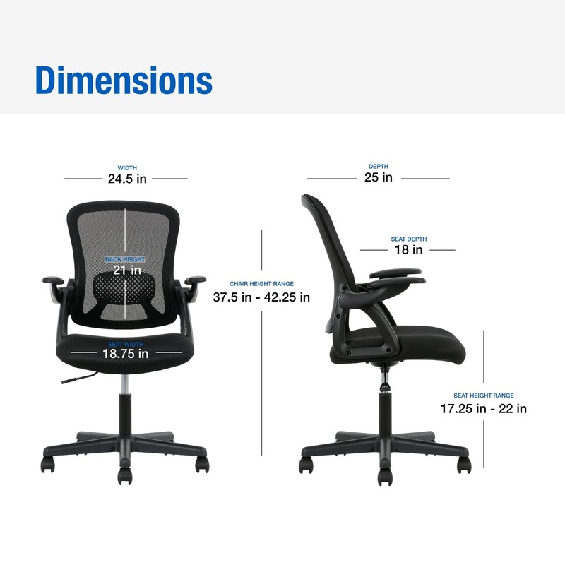 Mainstays Ergonomic Mesh Back Office Chair with Flip Up Arms for Adults gallery