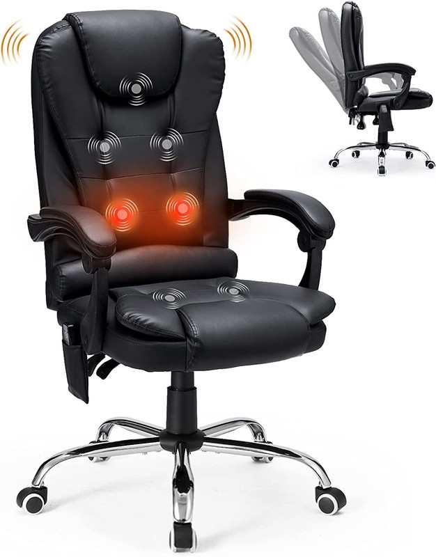 High Back Faux Leather Massage Office Chair Adjustable Heated Executive Chairs