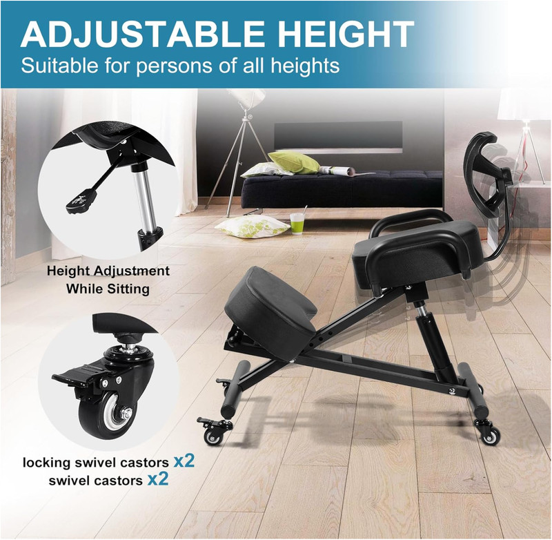 Ergonomic Kneeling Chair with Back Support, Adjustable Chair for Home Fixed Feet gallery