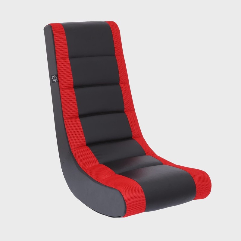 Video Computer Rocker Gaming Chair Faux Leather Mesh Racing Desk Chair Black/Red