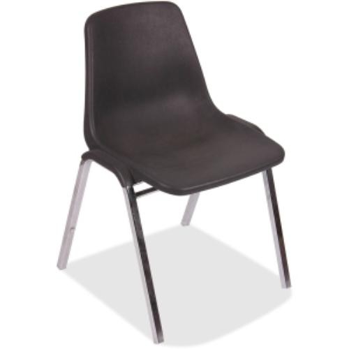 Lorell LLR85567 Stacking Chairs Black Polypropylene Metal Frame