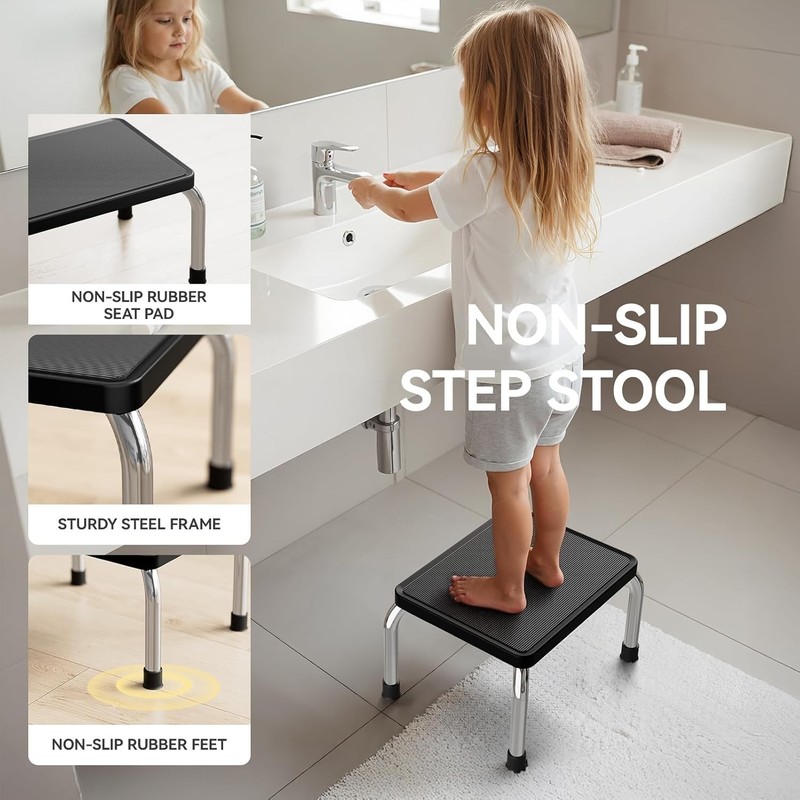 Step Stool, Heavy-Duty Steel Legs, 350 lb Capacity, Comfortable Non-Slip Rubb... gallery