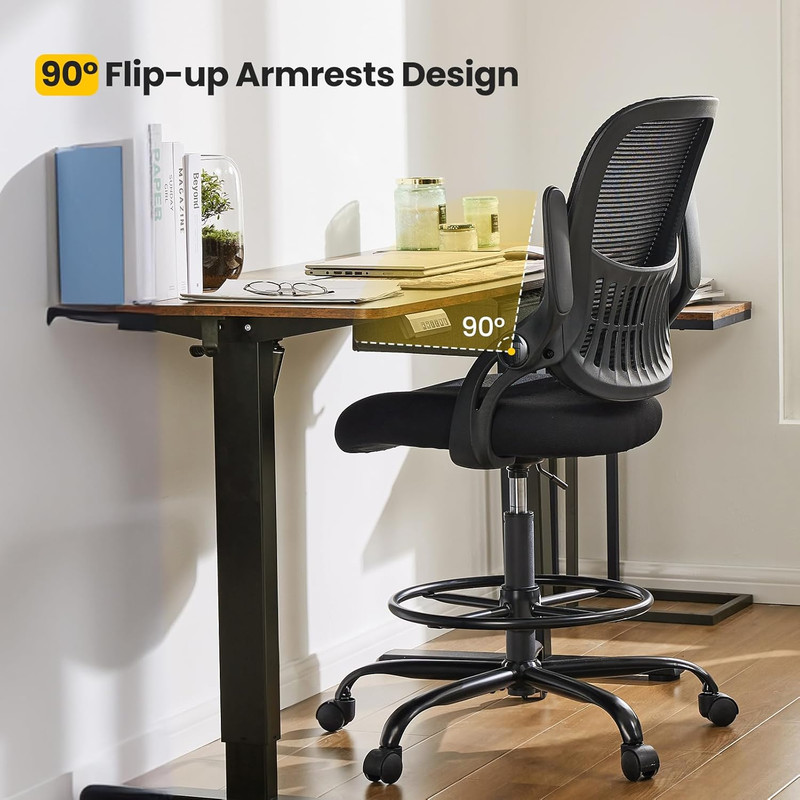 Tall Drafting Desk Chair - Ergonomic High Stool Computer with Adjustable Height gallery
