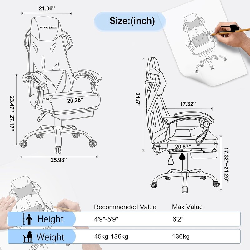 Gaming Chair Mesh with Footrest gallery