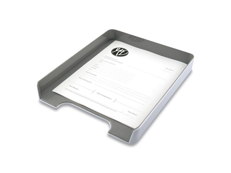 Fusion Letter Tray, 1 3/4"H x 10"W x 12 3/4"D, White/Gray gallery