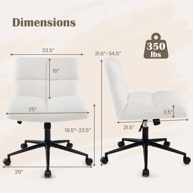 Cross Legged Chair w/ Wheels Padded Seat Adjustable Height for Bedroom gallery