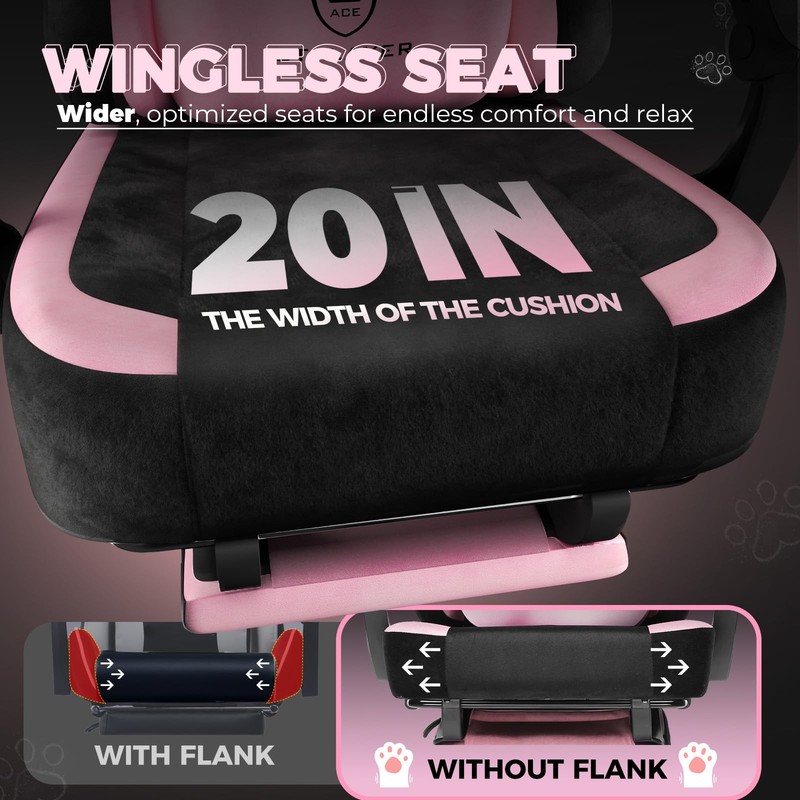 Pink Gaming Chair Cute with Cat Ears Ergonomic Computer Chair with Cat Embroider gallery