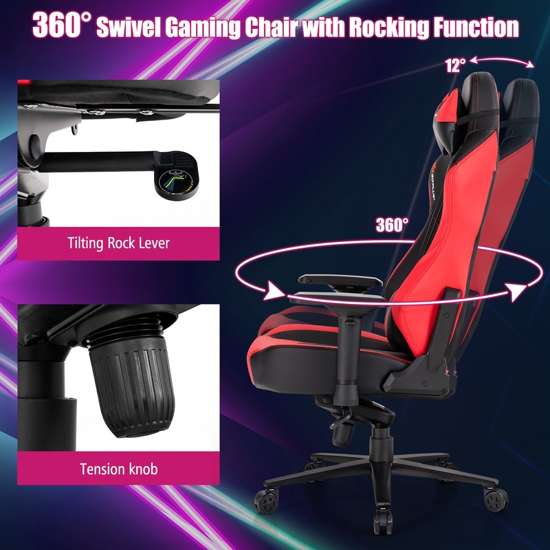 Gaming Chair 360° Swivel Computer Reclining Height Adjustable 4D Armrest Red gallery