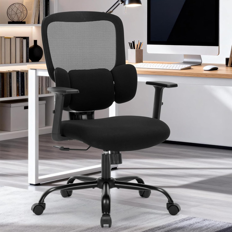 Ergonomic Office Chair with Lumbar Support & Adjustable Armrests – 350lbs Capaci