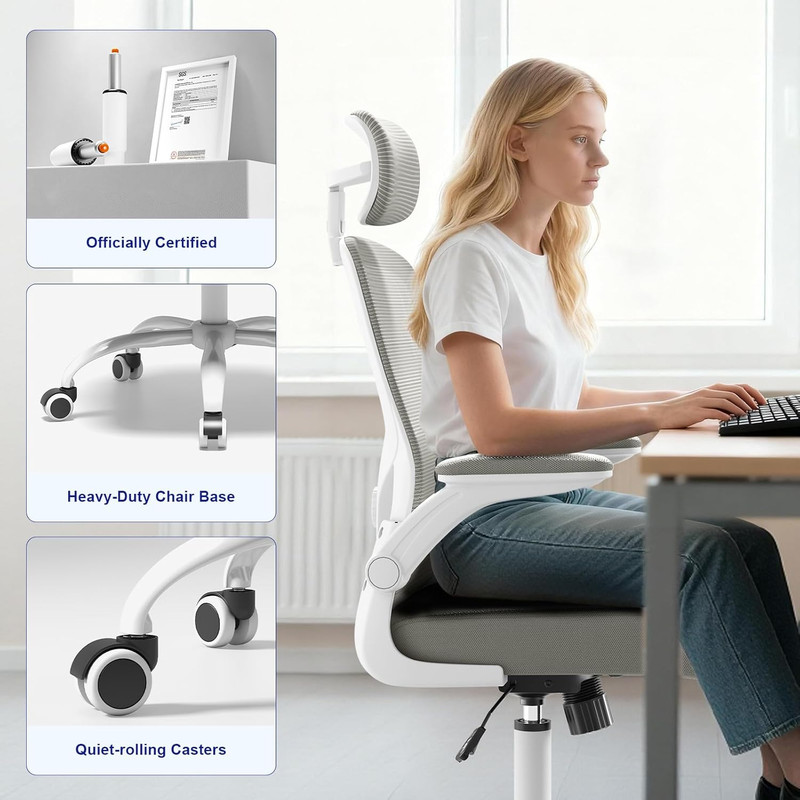 Ergonomic Office Chair with Lumbar Support & Headrest - 300Lb Capacity gallery