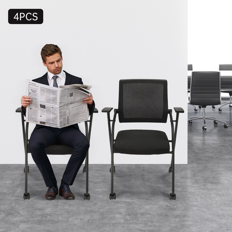 4pcs Conference Meeting Room Chairs With Armrest Reception Office Guest Chairs