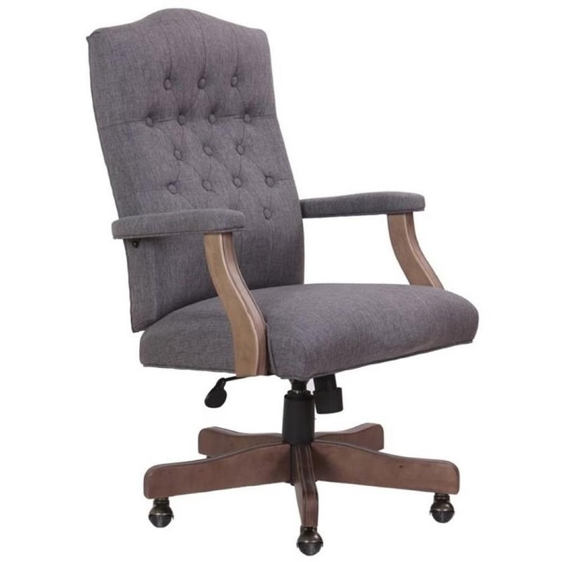 Pemberley Row Commercial Grade Linen Slate Gray Executive Chair High-Back But…
