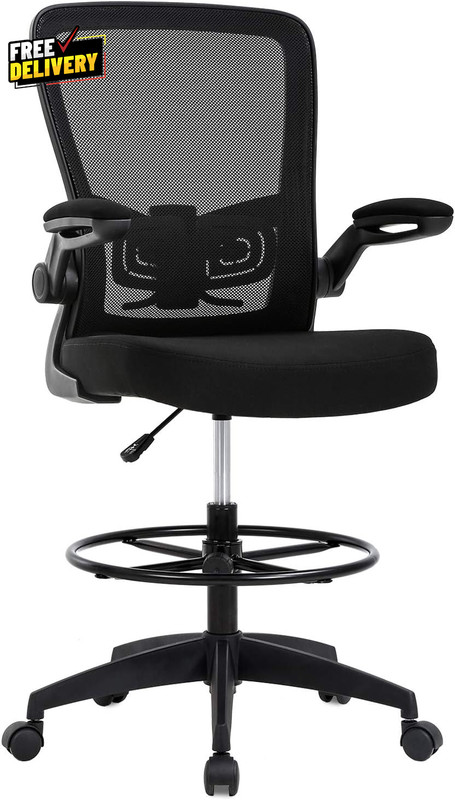 Drafting Chair Tall Office Chair Adjustable Height with Lumbar Support Flip up..