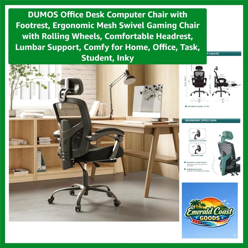 Adjustable High-Back Gaming Chair with Retractable Footrest for Home & Office