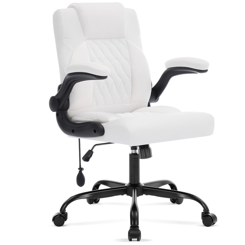 Office Chair with Adjustable Inflatable Lumbar Support,Leather Ergonomic Comp...