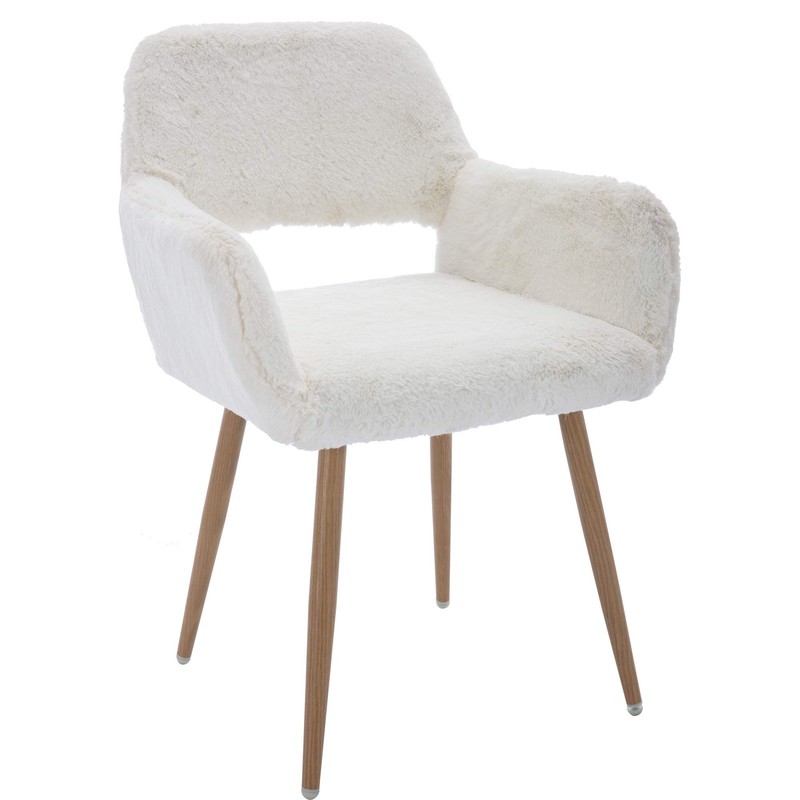 Furry Desk Chair, Mid-Century Modern Accent Comfy Armchair with Faux Fur for …