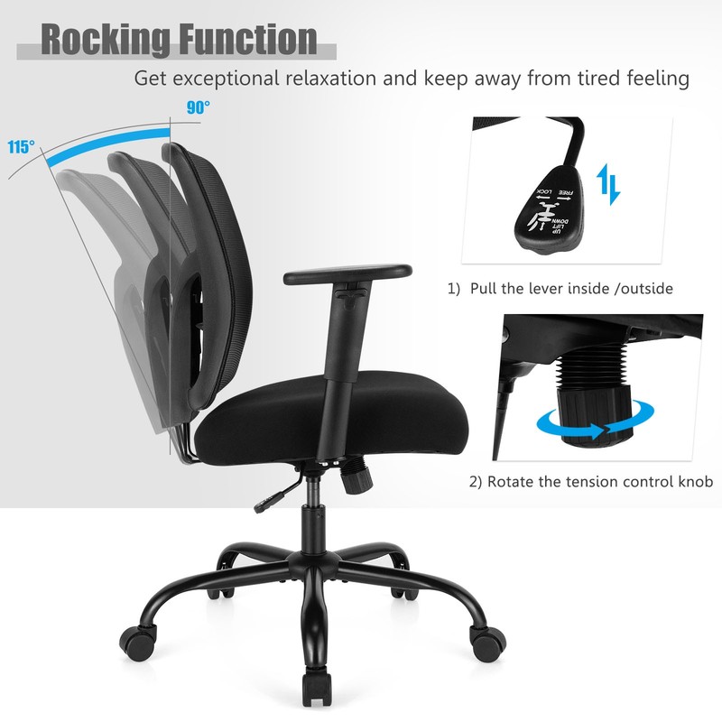 Costway 400LBS Mesh Big & Tall Office Chair Swivel Task Chair w/ Lumbar Support gallery