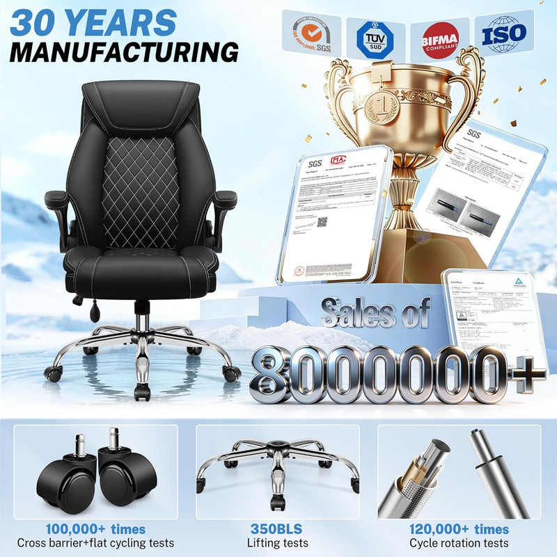 Office Chair, Big and Tall Ergonomic Desk Chair, Executive Leather Computer Chai gallery