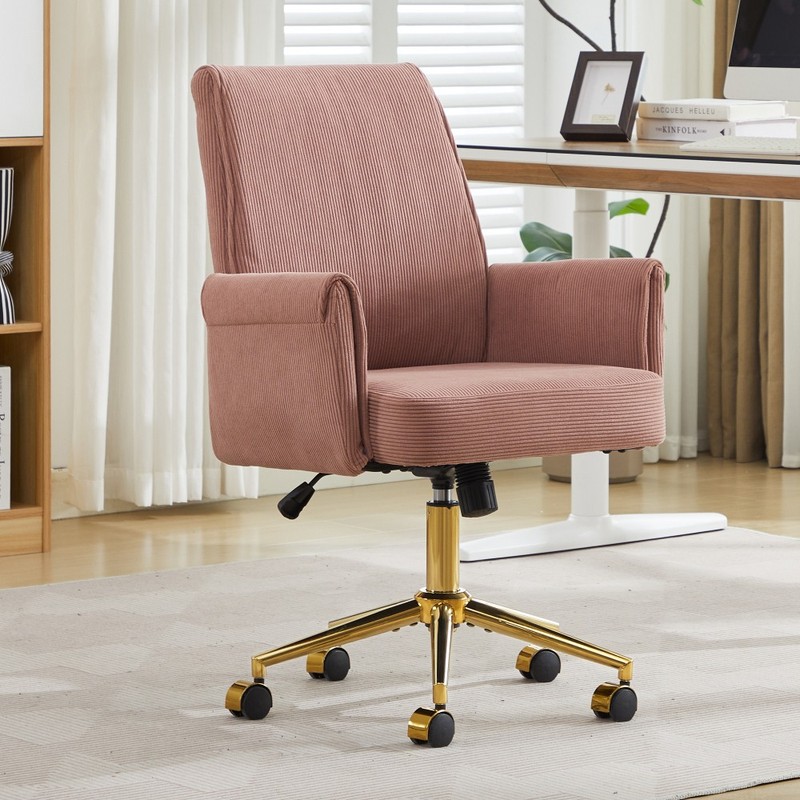 Mid-Back Liftable Office Chair, Striped Fabric, Ergonomic for Work Study Relax