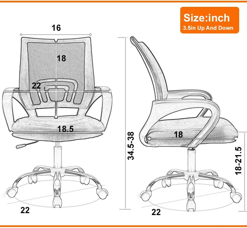 Ergonomic Mesh Office Chair with Lumbar Support & Adjustable Armrests - Black gallery