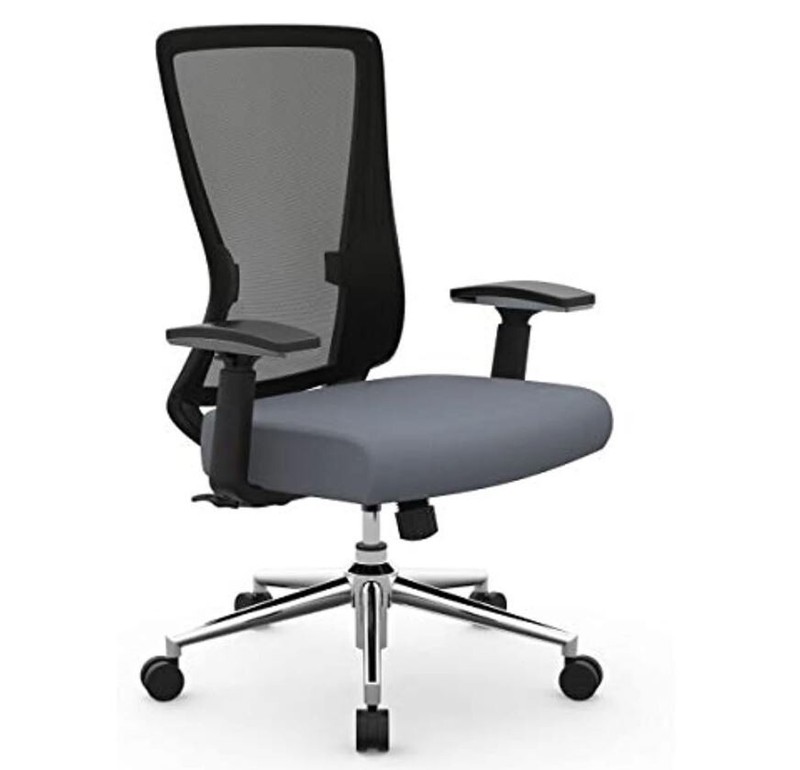 Realspace Levari Faux Leather Mid-Back Task Chair, Gray/Black