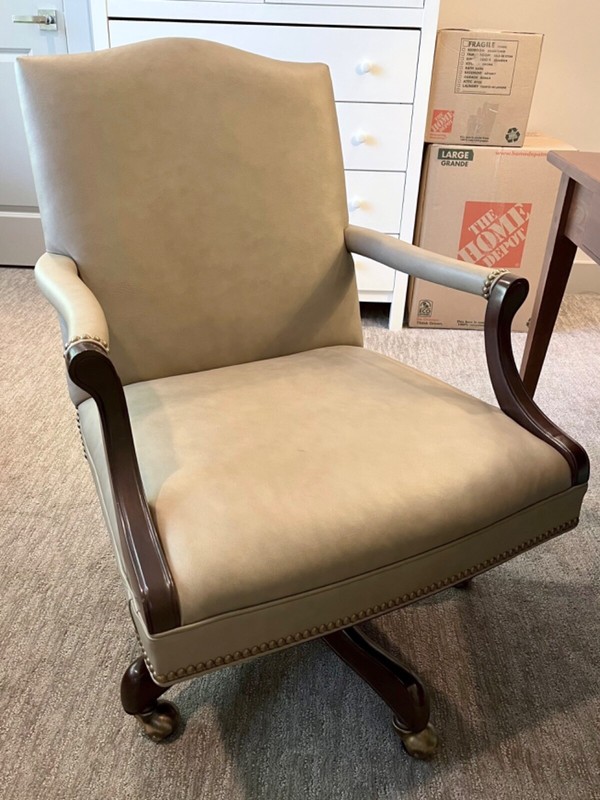 Cabot Wrenn "Norfolk" classic taupe leather executive swivel desk chair