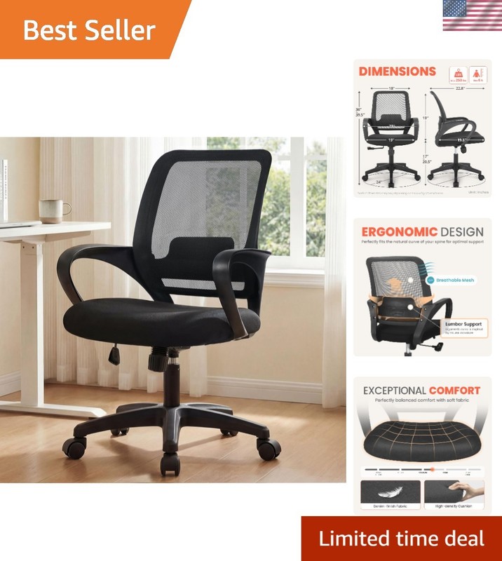 Breathable Mesh Task Chair with Swivel and Rolling Wheels for Home Office