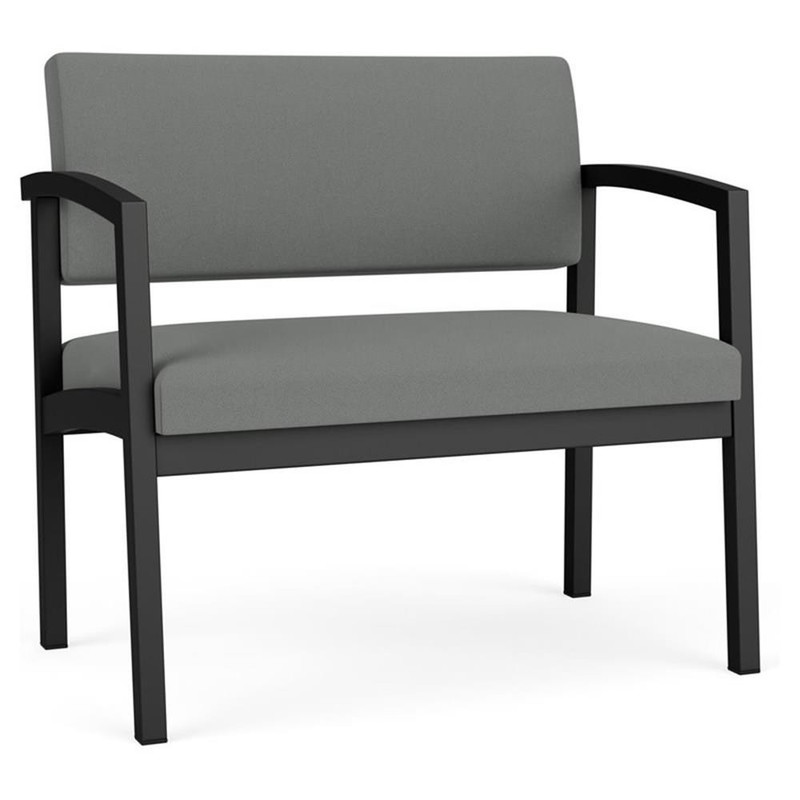 Pemberly Row Reception Waiting Bariatric Chair – Black Steel / Light Gray
