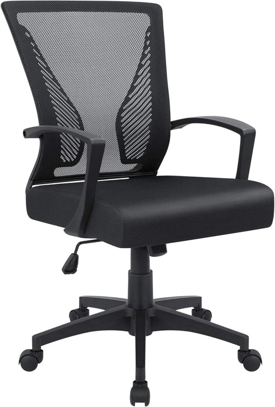 Office Chair Ergonomic Computer Desk Mesh Chair (1, Black)