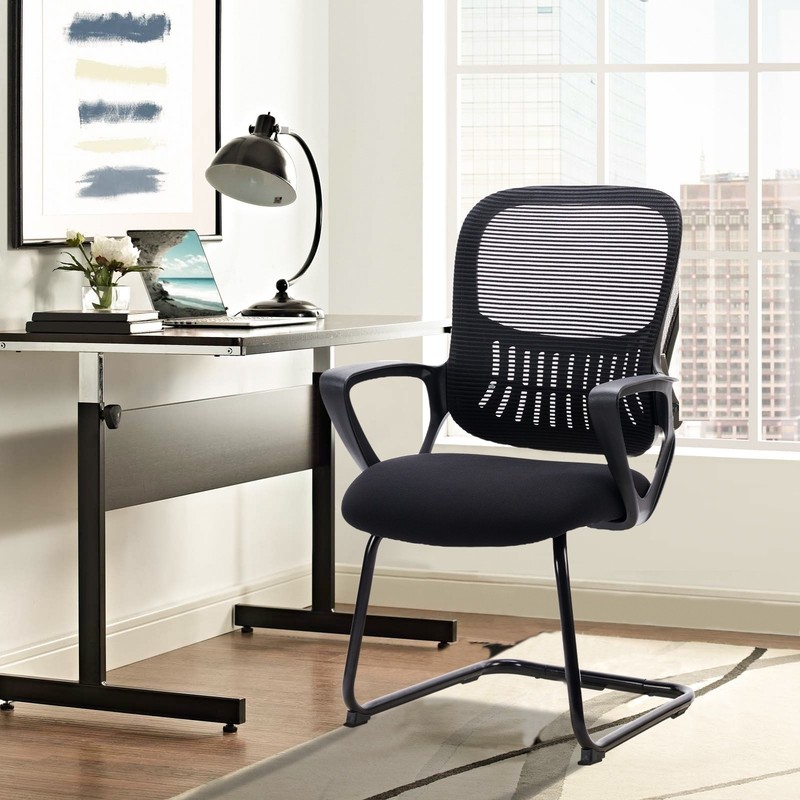 Office Chair with Lumbar Support No Wheels, Stationary Mesh Mid Back Chairs gallery