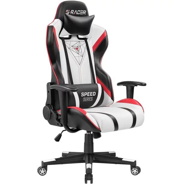 Homall T-OCRC0082 Synthetic Leather Office Chair - White/Black gallery