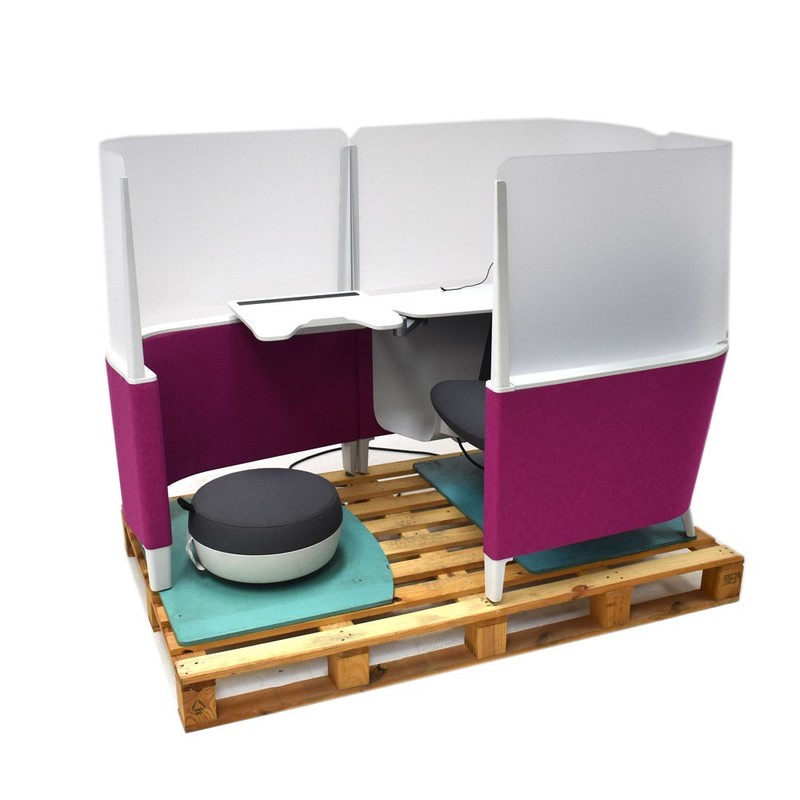Steelcase Brody Privacy Cubicle Work Study Pod Lounge Chair Desk & Foot Rest