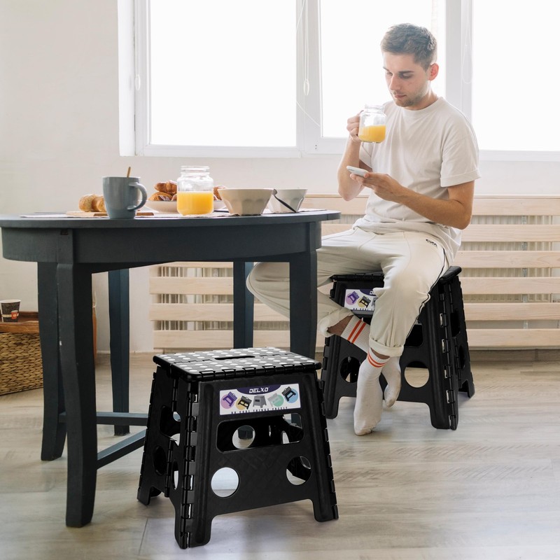 Delxo Folding Step Stool 13 Inch Non-Slip Foldable Stools Up To 300 Lbs Step gallery