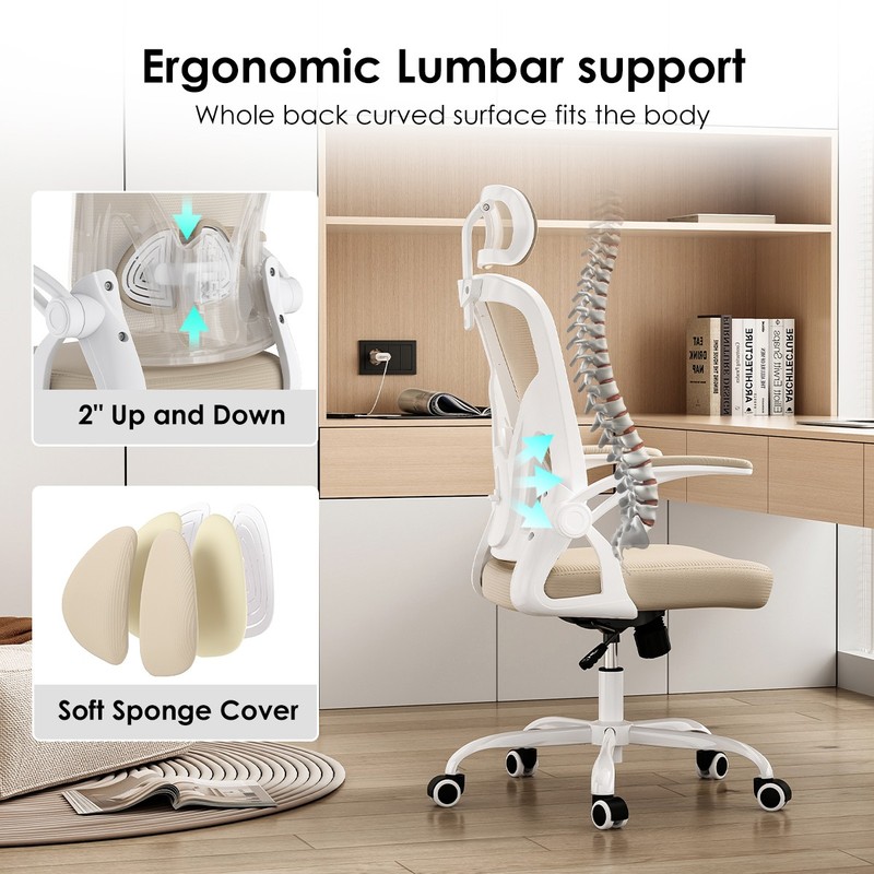 Ergonomic Home Office Chair Mesh Headrest Adjustable Lumbar Support Tilt Recline gallery
