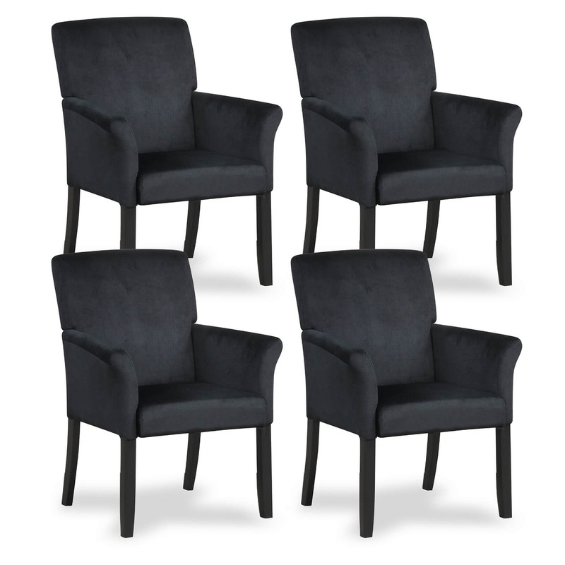 4 PCS Velvet Executive Guest Chair Waiting Room Arm Chair w/Rubber Wood Legs