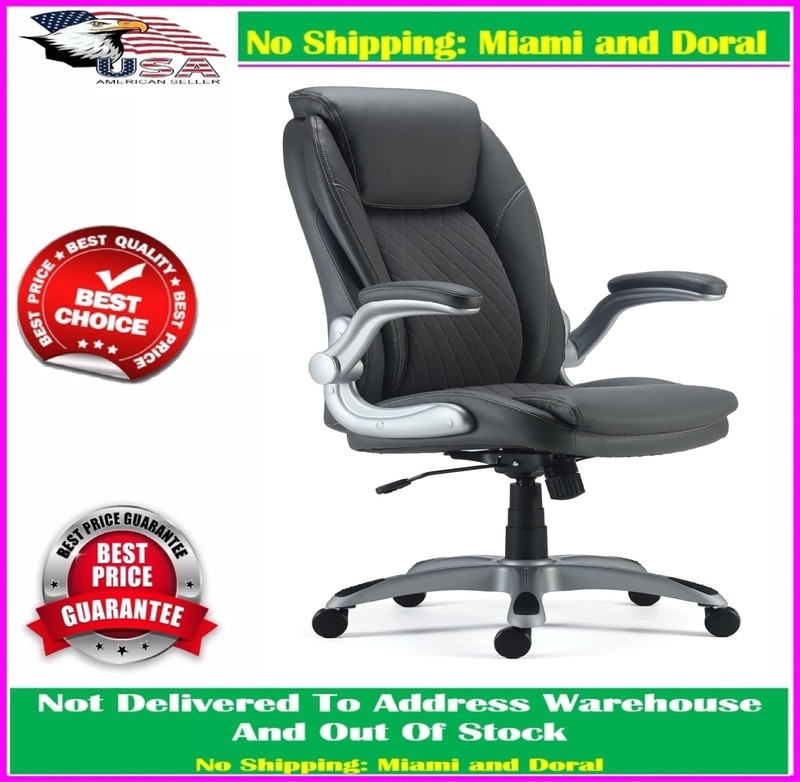 Sorina Ergonomic Bonded Leather Swivel Executive Chair, Grey