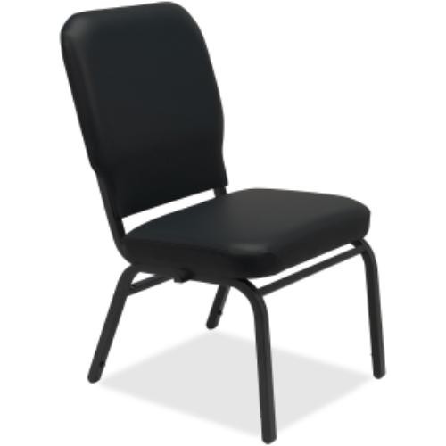 Lorell LLR59596 Oversized Stack Chairs Vinyl Black Steel Frame