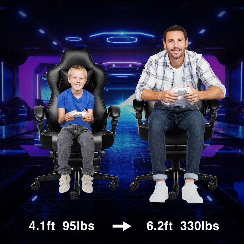 Ergonomic Gaming Racing Chair PU Office Chair Swivel Computer Desk Seat Footrest gallery