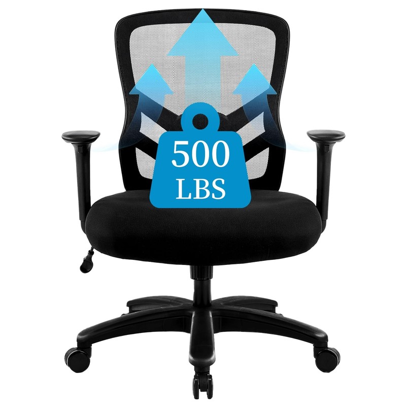 Big and Tall Office Chair 500LBS – Computer Desk Chair with Adjustable Lumbar…