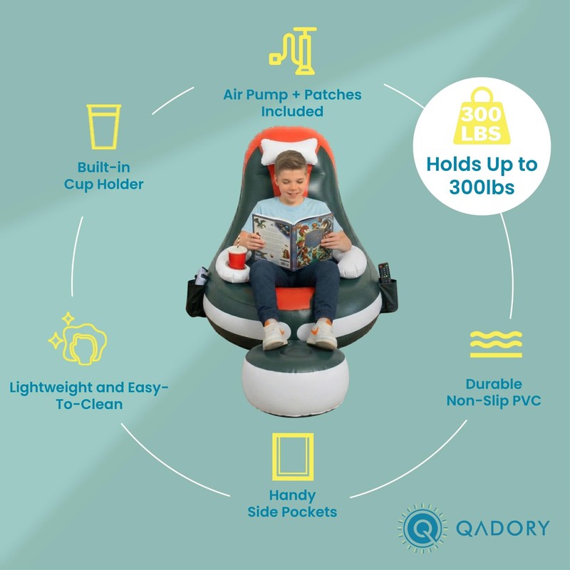 Inflatable Gaming Chair for – Supports Up to 300 lbs, Includes Pump, Cup Hold... gallery