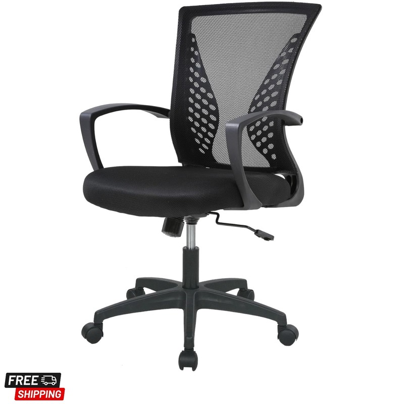 Home Office Chair Mid Back PC Swivel Lumbar Support Adjustable Desk Task Comp…