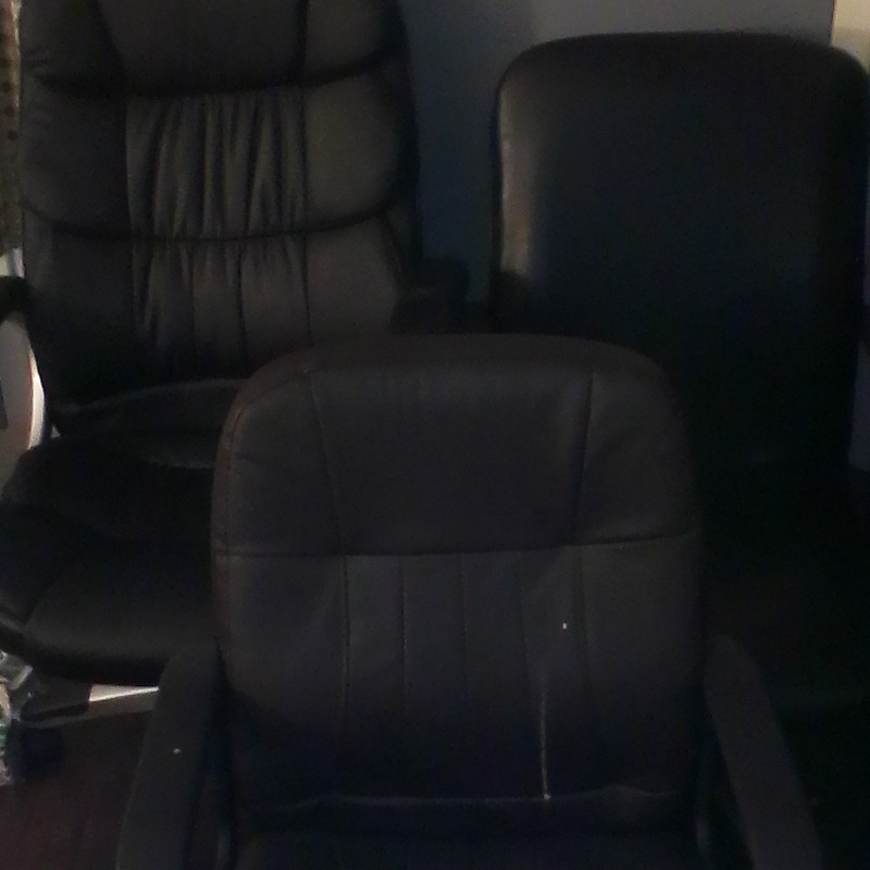 High-Back Black Office/Desk Chair with Padded Armrests, Lot of 3