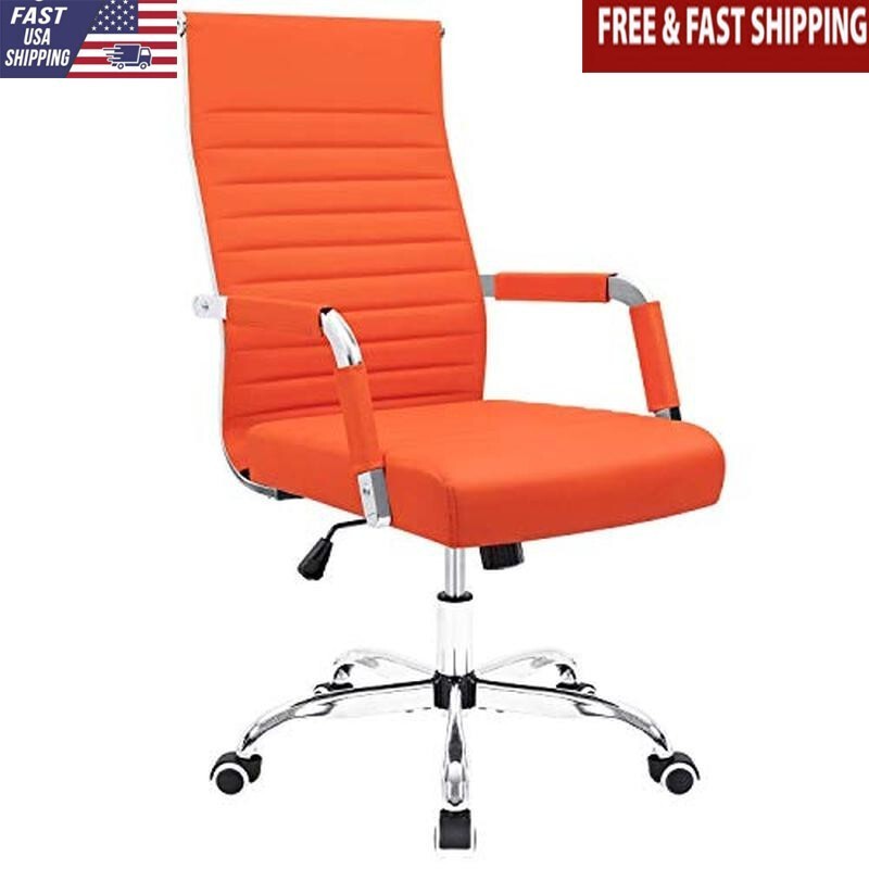 Padded Leather Executive Office Task Chair Adjustable Swivel 5 Wheels W/ Arms US