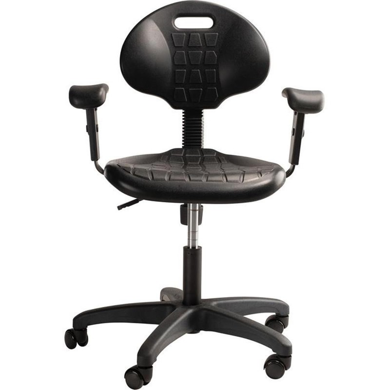 NPS 6700 Series 16-21" Modern Polyurethane Task Chair with Arms in Black gallery